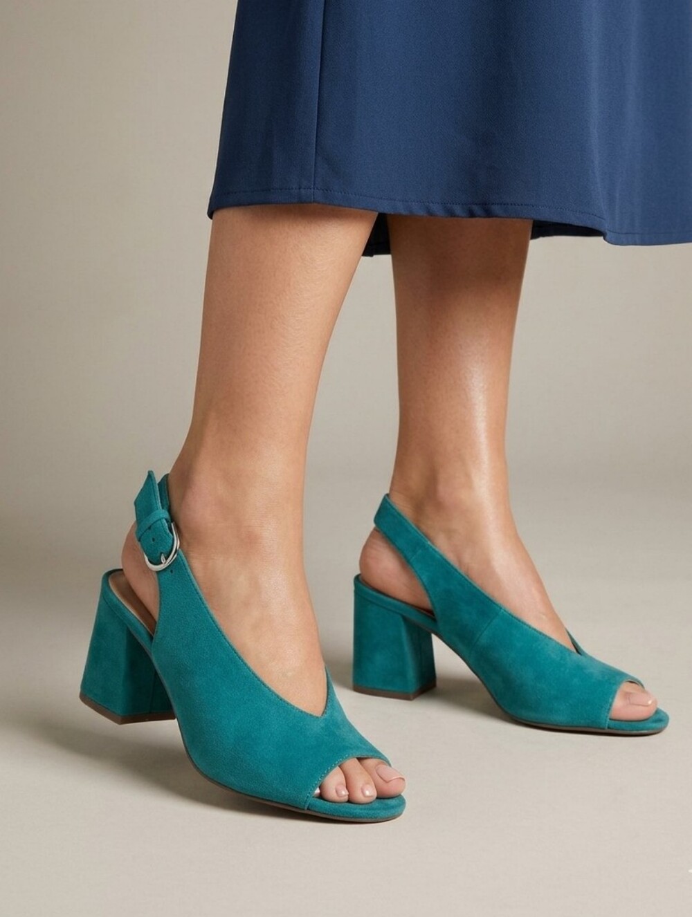 Seychelles Anthropologie Playwright Leather SlingBack Heels Turquoise Size 8.5
